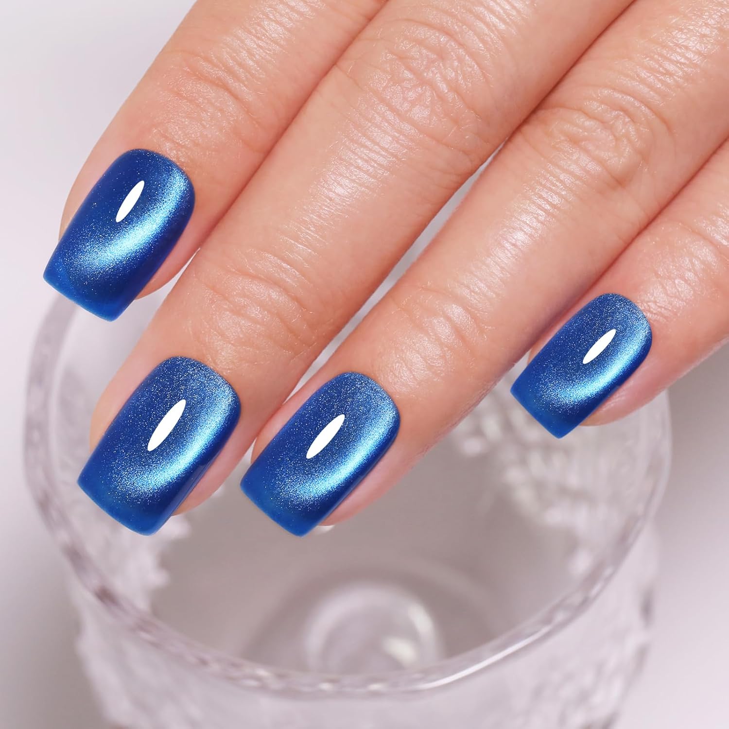 Imtiti Cat Eye Gel Nail Polish, Dark Blue Holographic Magnetic Crystal Nail Gel Polish With Magnet Glittery Galaxy Spring Summer Kit Soak Off UV Led 10ML-Velvo Beauty