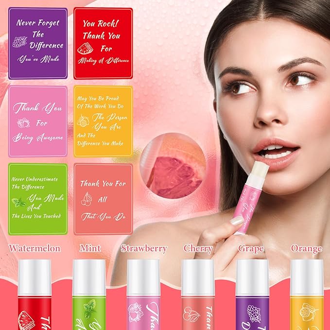 24 Pcs Lip Balm Gifts Bulk Thank You Gifts Employee Appreciation Gifts for Coworkers Moisturizer Assorted Flavors Natural Ingredients Dry Chapped Lip Care Gift for Women Men Teen-Velvo Beauty