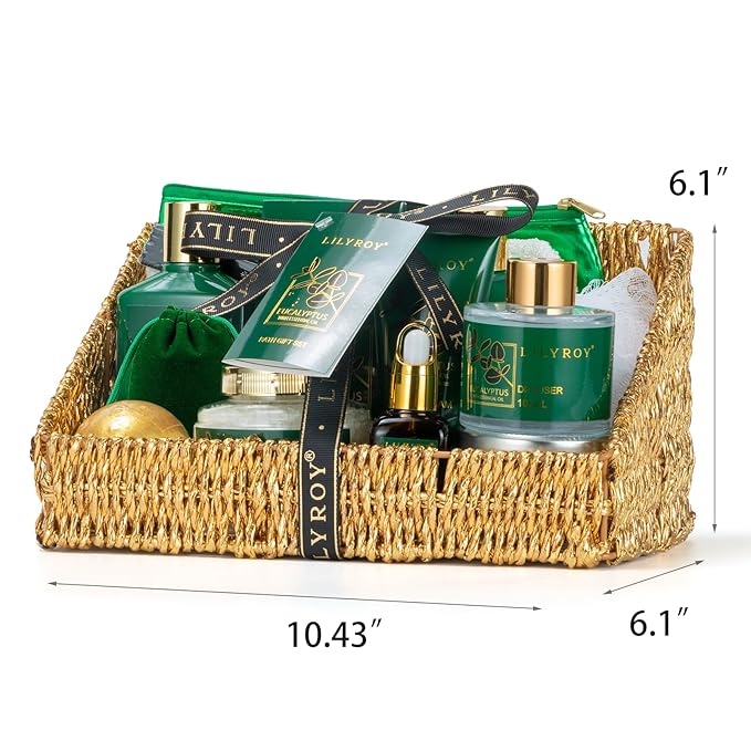 Mothers Day Relaxation Gift Basket - 15-Piece Premium Eucalyptus Bath Gift Set for Women & Men - Spa Kit with Shower Gel Ideal for Birthday, Christmas, Father’s Day, Perfect for Holidays & Self Care-Velvo Beauty