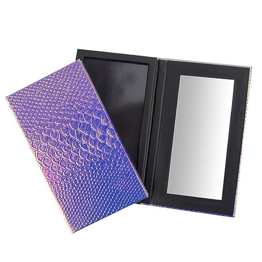 Makeup Palette With Mirror, Empty Eyeshadow Makeup Box Cosmetics Palette Fish Scale DIY Storage Tray Box Holder-Velvo Beauty