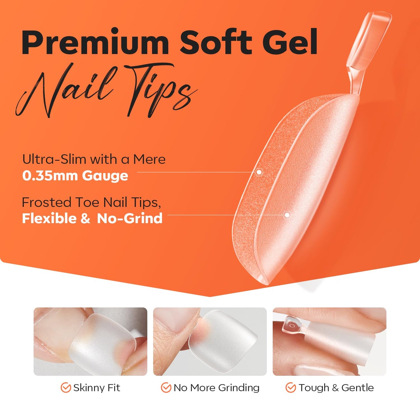 Modelones Toe Nail Tips Short Square Soft Gel Tips Squoval Fake Toe Nails Matte Full Cover Pre-shape Extension Home DIY Salon 240Pcs 15Sizes-Velvo Beauty