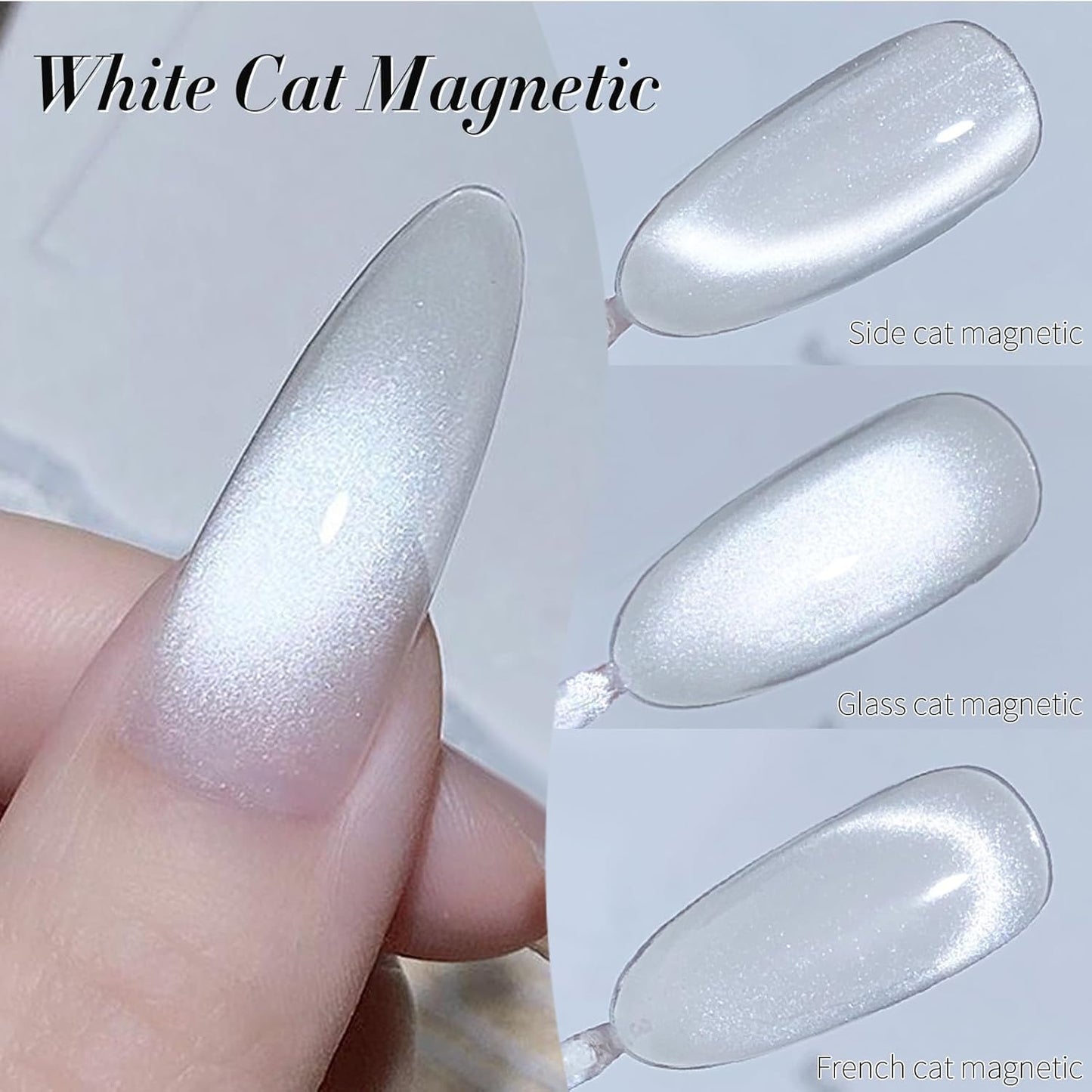 Born Pretty Magnetic Gel Nail Polish Flowing Light White Cat Magnetic Eye Gel Nail Polish White Auroras Cat Magnetic Eye Gel Polish Nail Art Vanish 15ML-Velvo Beauty