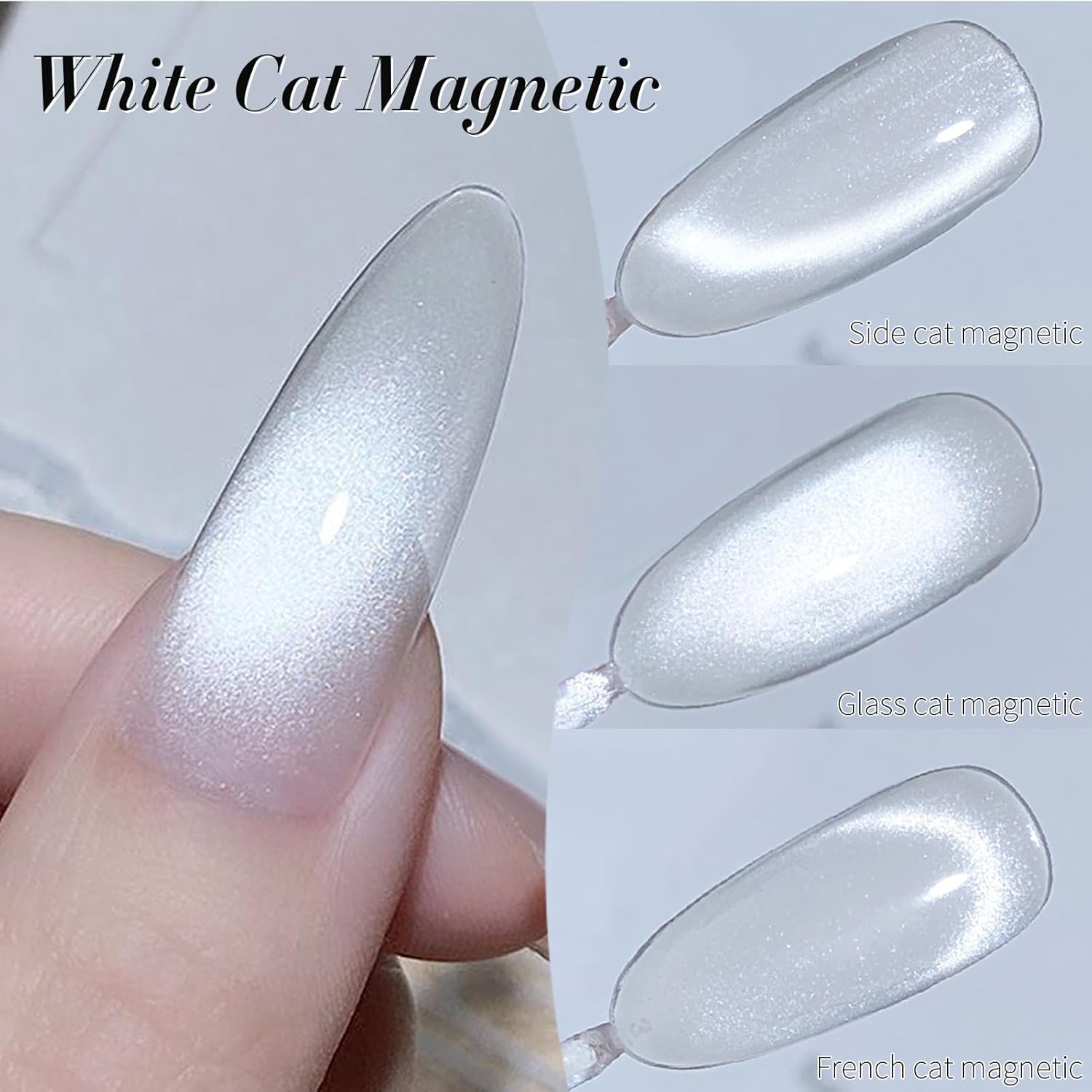 Born Pretty Magnetic Gel Nail Polish Flowing Light White Cat Magnetic Eye Gel Nail Polish White Auroras Cat Magnetic Eye Gel Polish Nail Art Vanish 15ML-Velvo Beauty