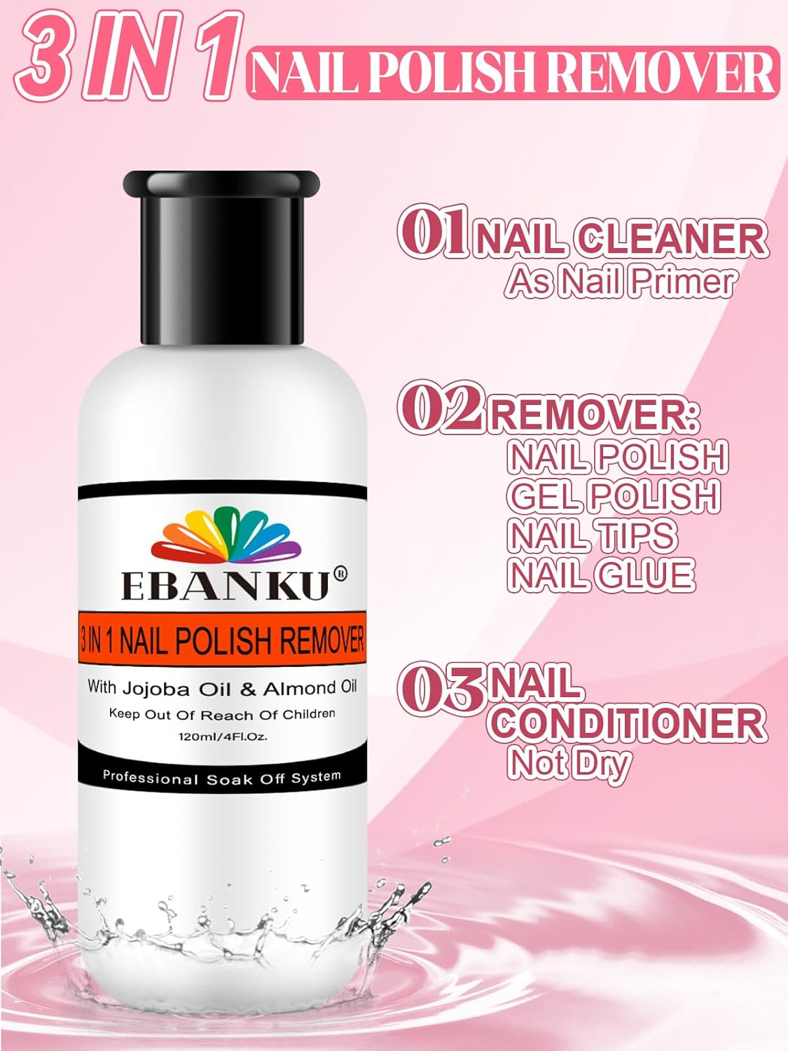 EBANKU Nail Polish Remover Kit, 120ML Gel Remover with Cuticle Oil 10 pcs Nail Clips, 50pcs Nail Foil and Tools Quick Removal for Nails Polish Acrylic Dip Powder-Velvo Beauty