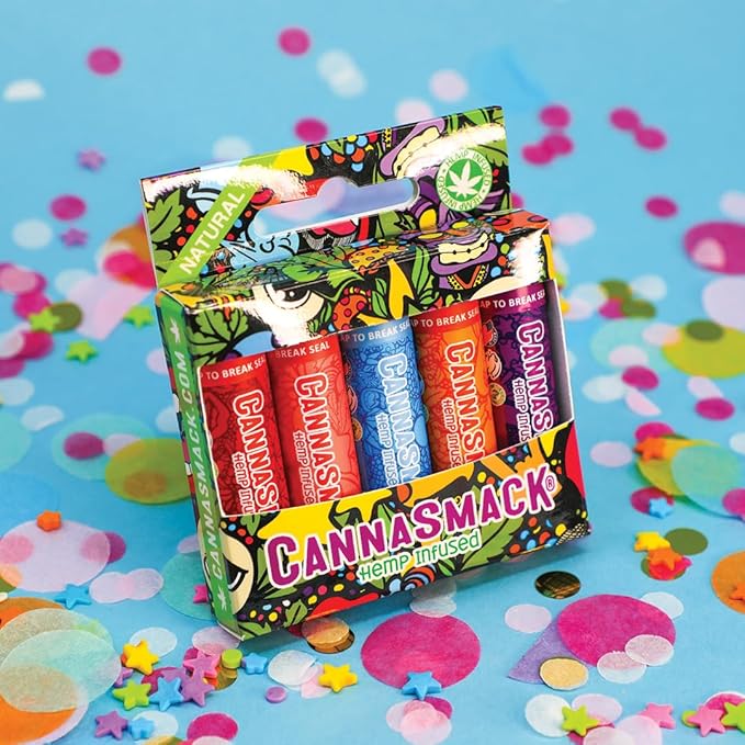 CannaSmack Natural Hemp Lip Balm - Sooth, Protect, & Moisturize Your Lips. 5 Flavors - Mango, Tropical, Peach, Berry, & Cherry - Beeswax, Hemp Seed Oil, Coconut Oil, & Vitamin E - Cruelty Free-Velvo Beauty