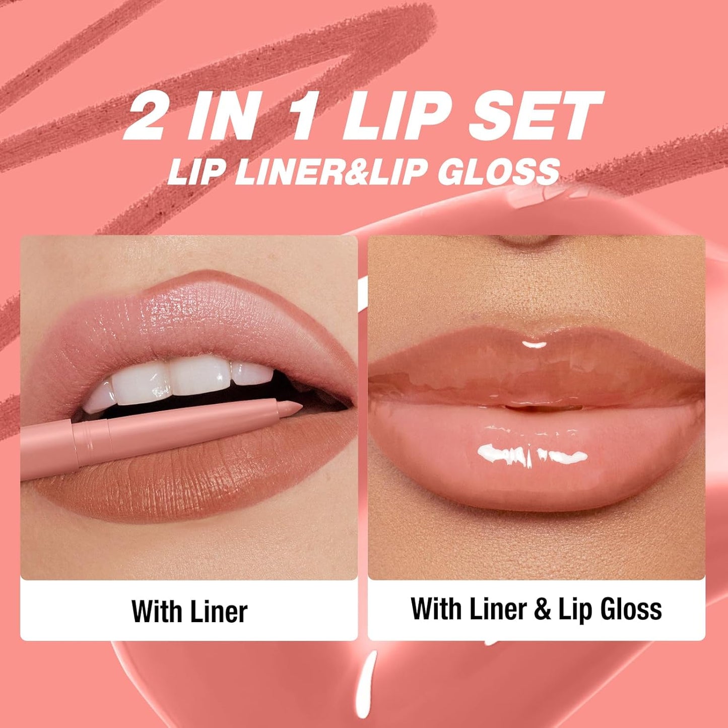 6pcs Hydrating Lip Oils + Lip Liner Pencil Lip Combo Sets, 24H Long-Lasting Lip Kit with Lip Liner and Gloss, Nourishing, Non-Sticky Tinted Stain Lip Gloss Plumping Lip Oil Set for Women(Set B)-Velvo Beauty