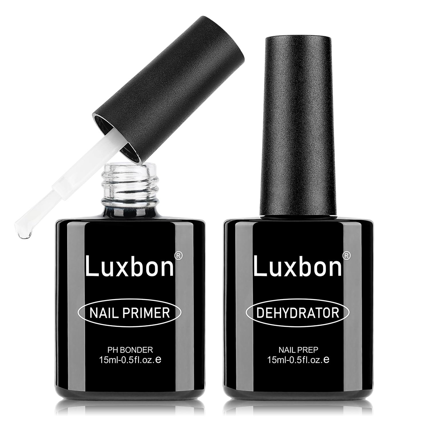 Luxbon 2 Pcs 15ml Nail Primer & Nail Dehydrator Set - Long Lasting, Shine Finish, UV LED Nail Lamp Soak Off Gel Nail Prep Set Manicure-Velvo Beauty