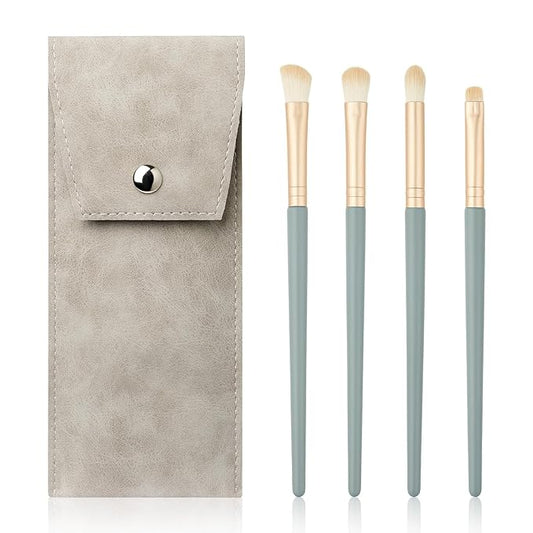 Eyeshadow Makeup Brushes Set with Case 4 PCS Soft Synthetic Hairs Eye Makeup Brushes for Blending Eyebrow Eyeliner Eyeshadow （Lightblue）-Velvo Beauty