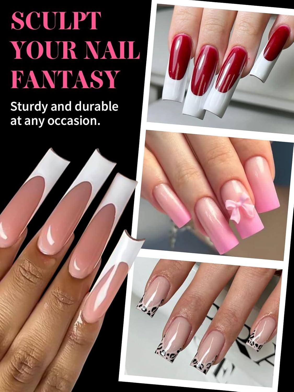 EBANKU Dual Nail Forms for Poly Extension Gel, Reusable Nail Molds 15 Sizes Nail Extension Forms for Builder Gel Manicure Design Salon DIY, 140 Pieces, 14 Sizes-Velvo Beauty