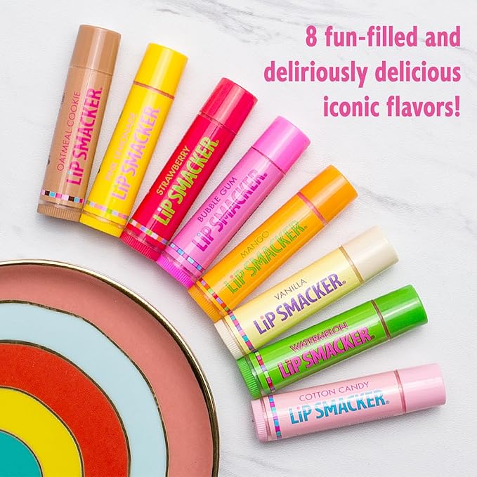 Lip Smacker Original & Best Holiday Flavored Lip Balm Party Pack, Oatmeal Cookie, Vanilla, Mango, Watermelon, Tropical Punch, Cotton Candy, Kiwi, Strawberry, Clear-Velvo Beauty