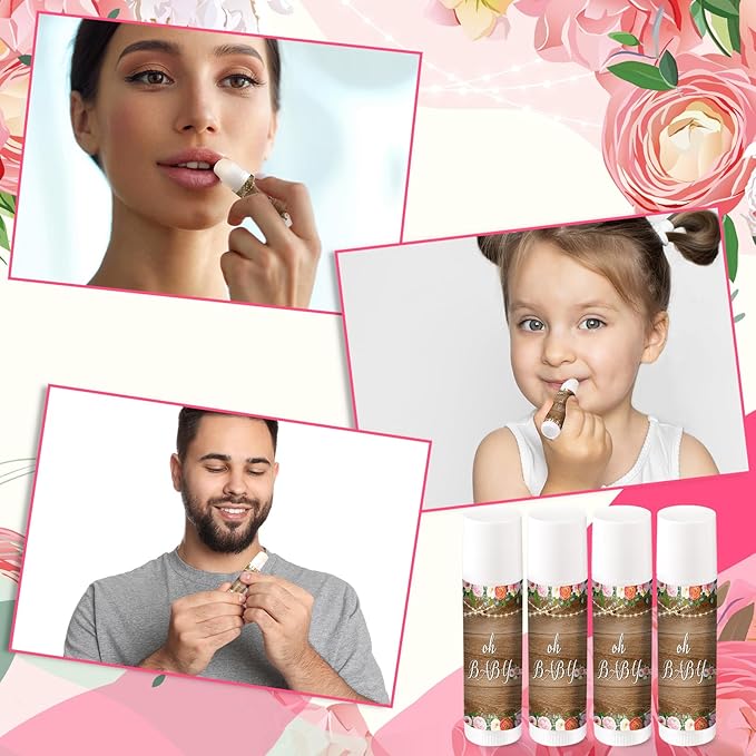 40 Pieces Lip Balm Bulk Baby Shower Jasmine Lip Balm Favors Floral Moisturizing Lip Balm for Women Children Men Girl kids Gender Reveal Favors Gift Baskets (Floral)-Velvo Beauty
