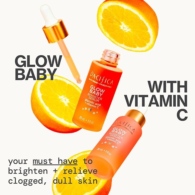 Pacifica Vitamin C Face Serum - Glow Baby Booster Facial Serum - Glycolic Acid Serum For Face - Dark Spot Corrector Anti Aging Brightening - Dermatologist Tested, Fragrance Free, Clean Skin Care Vegan-Velvo Beauty