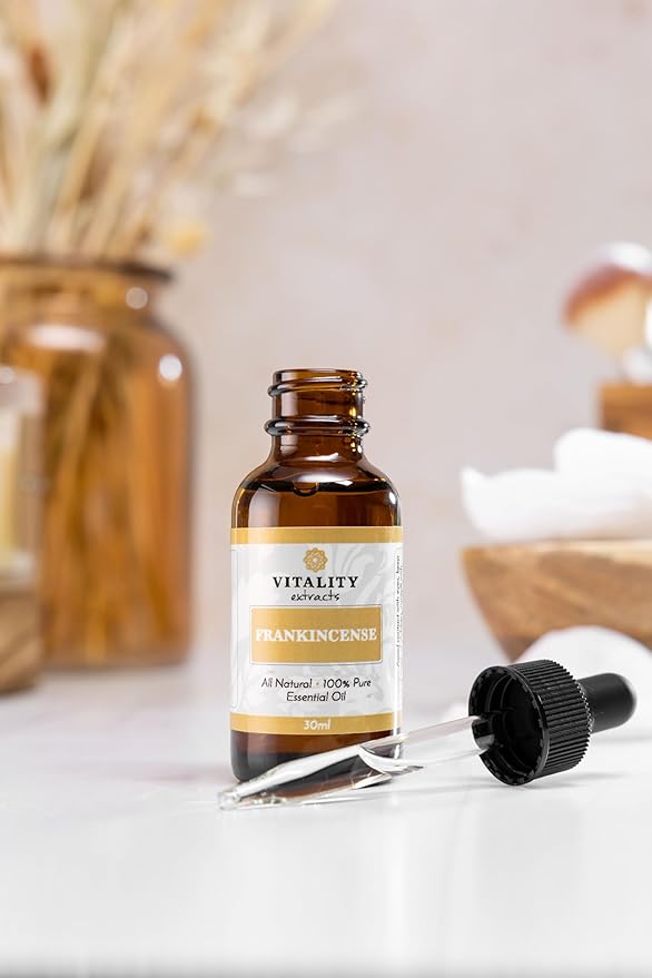 Vitality Extracts Frankincense Essential Oil - 30ml, Boswellia Serrata, Aromatherapy, Skin Care, Natural Calm, Stress Relief, Yoga, Comfort-Velvo Beauty