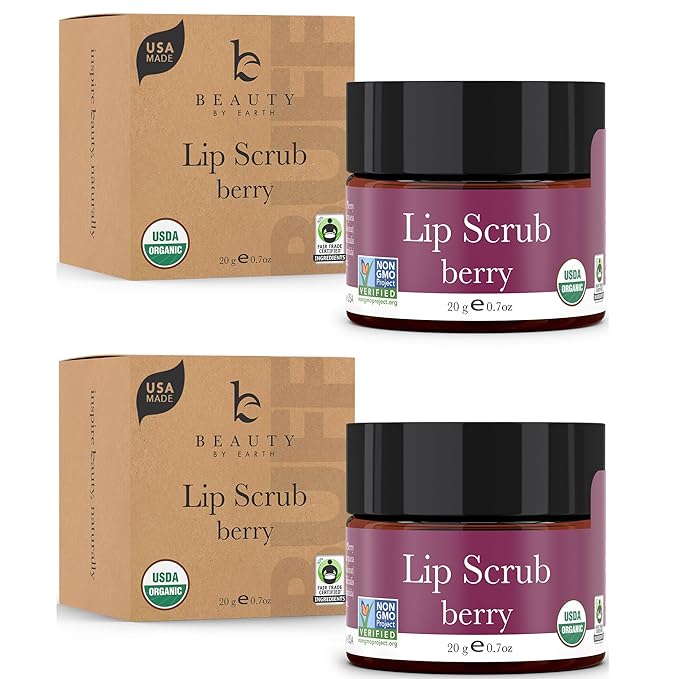 Organic Lip Scrub Berry - Lip Scrubs Exfoliator & Moisturizer, Lip Exfoliator Scrub, Sugar Lip Scrubs, Lip Sugar Scrub, Lip Care Products for Chapped Lips, Lip Scrubber, Lip Moisturizer for Dry Lips-Velvo Beauty