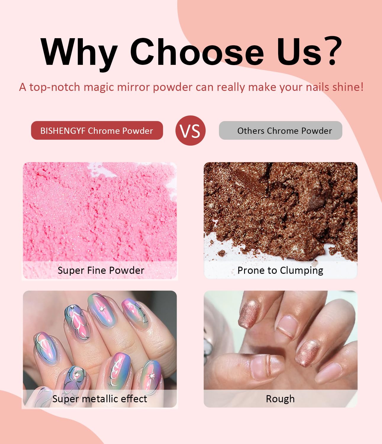 Chrome Nail Powder -【Fairy Effect】Pink Chrome Nail Powder Aurora Mermaid Iridescent Chrome Powder For Nails, Pink Chrome Powder Metallic Mirror Glitter Pigment Dust For Manicure Decoration-Velvo Beauty