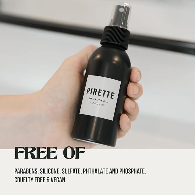 PIRETTE Dry Body Oil, Women’s Beach Inspired Hydrating Mist for Hair & Body, with Coconut Oil & Vitamin E, 4 Fl Oz-Velvo Beauty