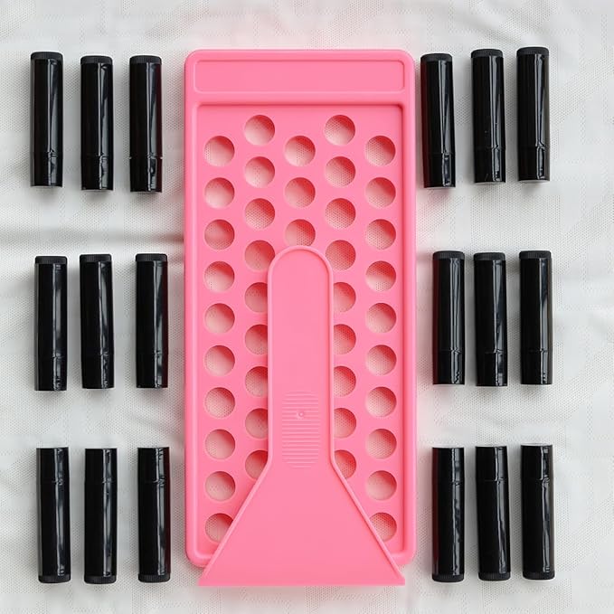 50 Lip Balm Container Kit with Filling Tray and Spatula, Round Tube Refillable Empty Tube 3 Colors, 0.15 oz, BPA Free, for DIY Homemade Lipstick Lipstick (50 black kits,)-Velvo Beauty