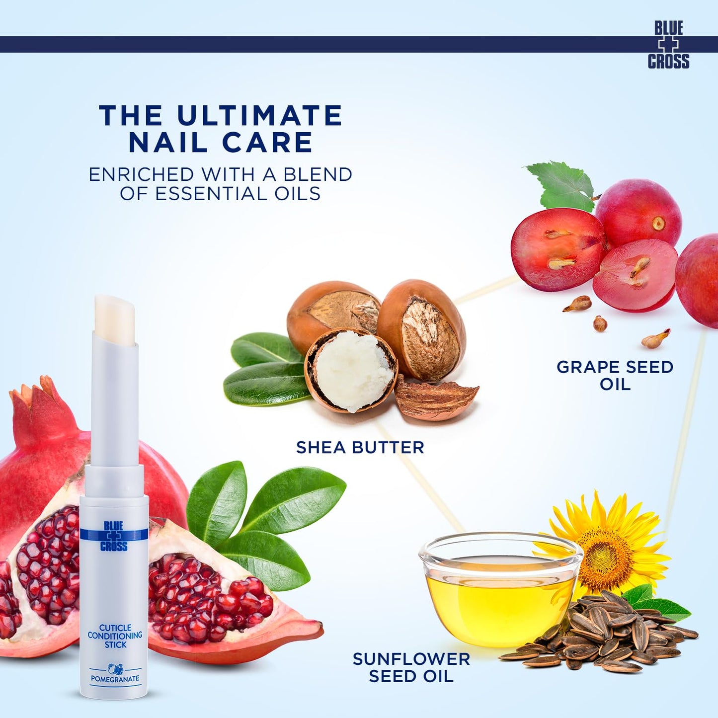 Blue Cross Cuticle Balm Conditioning Stick, Scented Cuticle Softener Oil Balm with Nourishing Sunflower & Grape Seed Oil, Professional Nail Care Supports Dry + Damaged Cuticles, 0.05oz, Pomegranate-Velvo Beauty