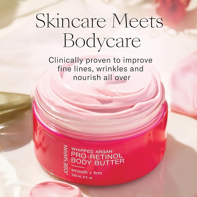 Josie Maran Whipped Argan Pro-Retinol Body Butter - Ultra-Hydrating Retinol Body Cream with Air-Whipped 100% Pure Argan Oil - Smooth, Soothe & Improve the Look of Fine Lines - Vanilla Bean (8 Oz)-Velvo Beauty