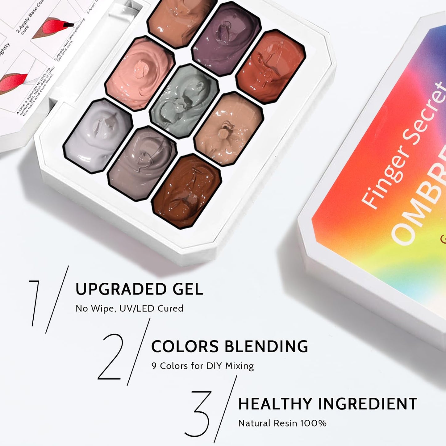 Sponge Pat Paint Nail Gel, 9 Colors Ombre Nails Gradient Gel Nail Blush Blooming Aura Nails Drawing Stripper Floral Painting Nail Art, No Wipe, UV/LED Curing (9 Colors G)-Velvo Beauty