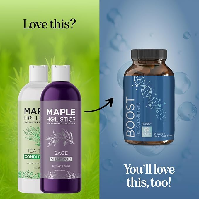 Sulfate Free Shampoo and Conditioner Set - Tea Tree Sage and Rosemary Shampoo and Conditioner for Dry Flaky Scalp Care - Deep Cleansing Color Safe Shampoo and Conditioner for Damaged Dry Hair Care-Velvo Beauty