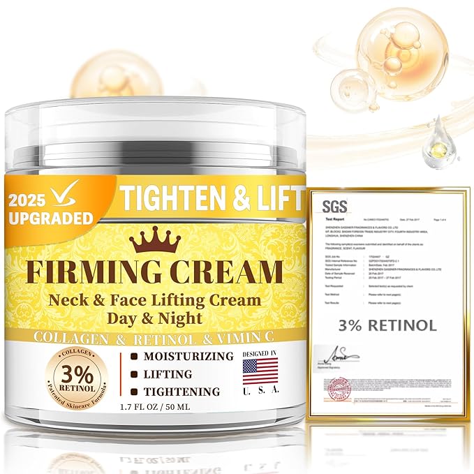 3% Retinol Cream Face Moisturizer, Anti Aging Neck Firming Cream with Collagen, Day & Night Face Cream with Hyaluronic Acid, Lifting & Tightening Wrinkle for Women & Men (1.51 Fl Oz (Pack of 1))-Velvo Beauty
