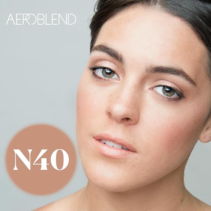 AEROBLEND Airbrush Foundation Makeup (N40) Professional, Water-Based, Buildable, Long-wearing, For all skin types, 1 oz-Velvo Beauty