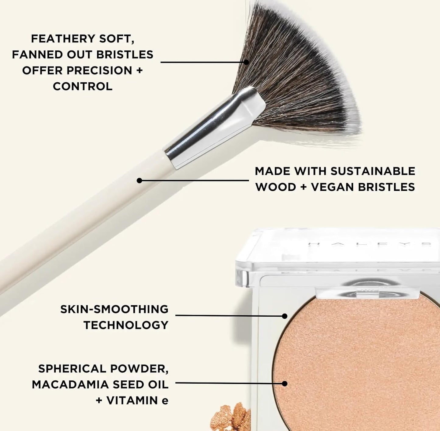 HALEYS Smoothing Highlighter Powder, Re-fract, Illuminating, Lightweight, Non-Caking, Smooths, Blurs, Long lasting, Nourishing & Skin-Softening, Infused with Spherical Powder, Macadamia Oil, V+CF-Velvo Beauty