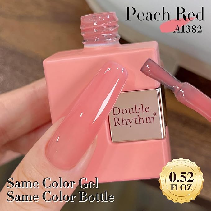 Double Rhythm 0.5Oz Translucent Gel Polish Sheer Neutral Natural Light Milky Same Color Same Bottle 15ML Jelly Gel Polish Art DIY at Home (Pink Rose-A1382)-Velvo Beauty