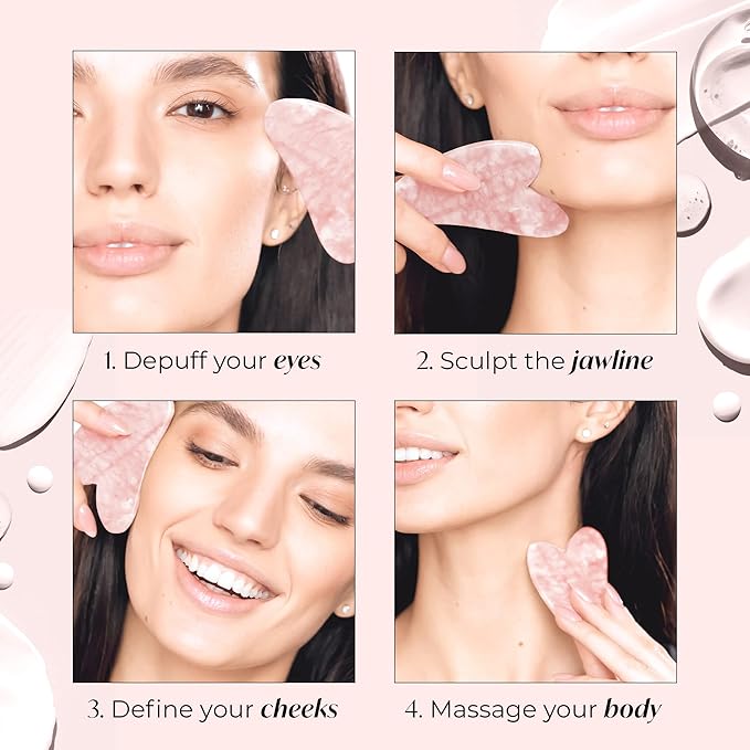 PLANTIFIQUE Rose Quartz Gua Sha Tool – Anti-Aging Face Massager & Jawline Shaper for Skincare Routine – Facial Massage & Skin Care Gift-Velvo Beauty