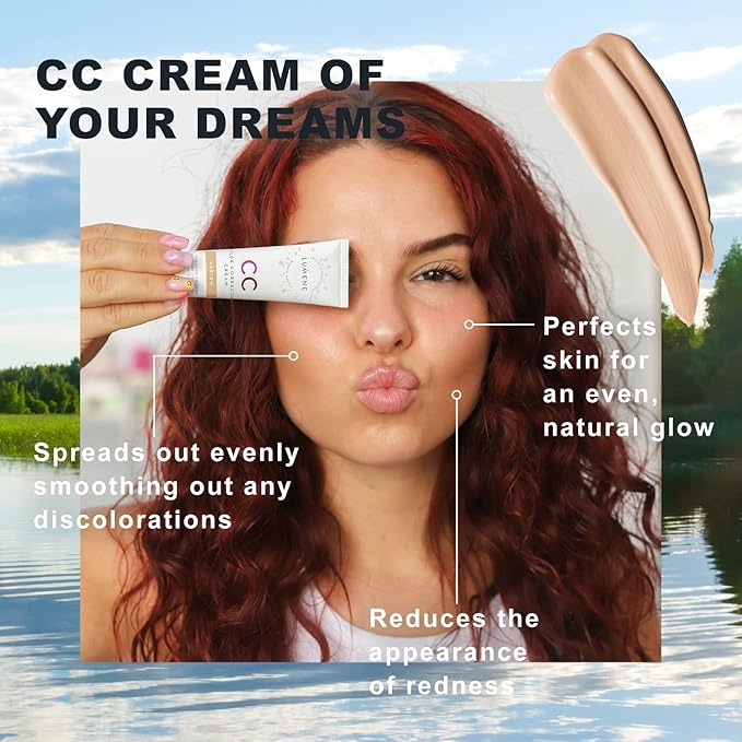 Lumene Color Correcting CC Cream - Lightweight Foundation with Medium Coverage - Redness Reducing Face Makeup for a Glowing Complexion - Vegan Formula + Suitable for All Skin Types - Medium (1 fl oz)-Velvo Beauty