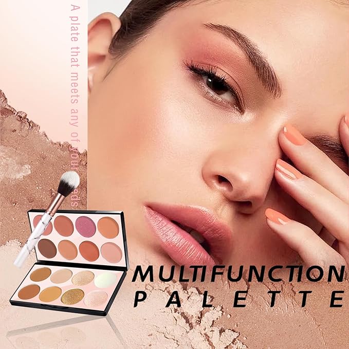 16 Colors Blush Contour Highlighter Makeup Palette with Brush, Matte Mineral Face Blush Powder for Cheek, Bright Shimmer Illuminator Bronzer Professional Facial Beauty Makeup Blushes Set-Velvo Beauty