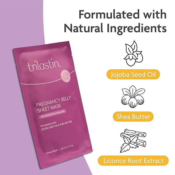 TriLASTIN Belly Masks - Belly Masks for Pregnant Women - Hydrating & Soothing for Itchy Skin - Reduces Stretch Marks - Safe for Sensitive Skin - Paraben & Phthalate-Free - Made in USA - 4 Pack-Velvo Beauty