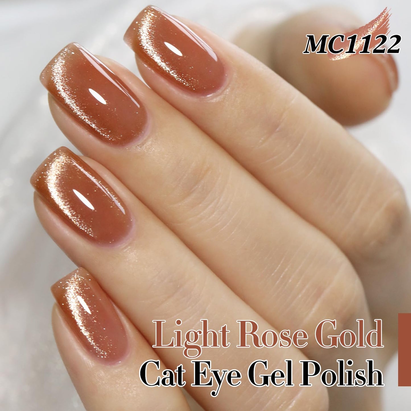 Double Rhythm 15ML Ice Glass Cat Eye Gel Polish with Magnet Holographic Glitter Shimmer Translucent Sheer Color Salon Soak Off Magnetic Nail at Home (Pink Gold-MC1122)-Velvo Beauty