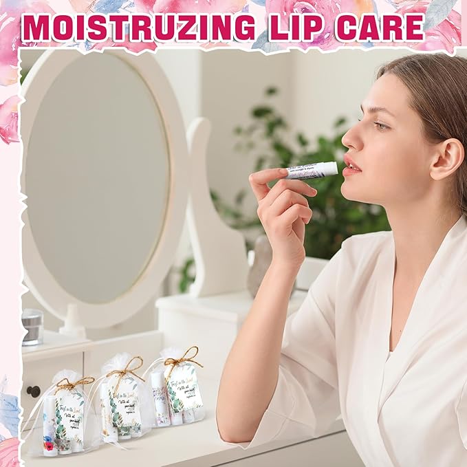 50 Sets Christian Gifts Bulk Lip Balms for Women Honey Religious Scripture Bible Verse Lip Balm Inspirational Motivational Thank you Gifts Floral Church Sunday School Party Favors-Velvo Beauty