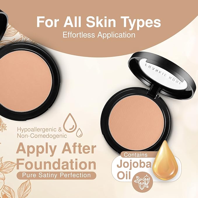 Frankie Rose Cosmetics Powder Foundation – Full Coverage Face Powder For Pores & Imperfections, Evens Out Skin Tone & Shine-Control | 58 Grams (Buff)-Velvo Beauty