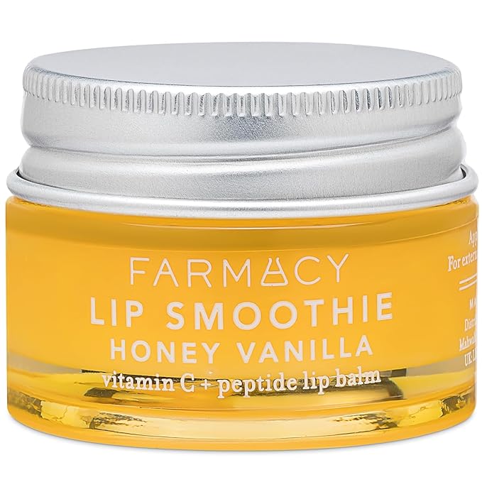 Farmacy Peptide Lip Balm - Lip Smoothie Hydrating Lip Balm with Vitamin C to Visibly Plump + Smooth Lip Lines - Nourishing Lip Treatment with a High-Gloss Finish - Honey Vanilla (10g)-Velvo Beauty