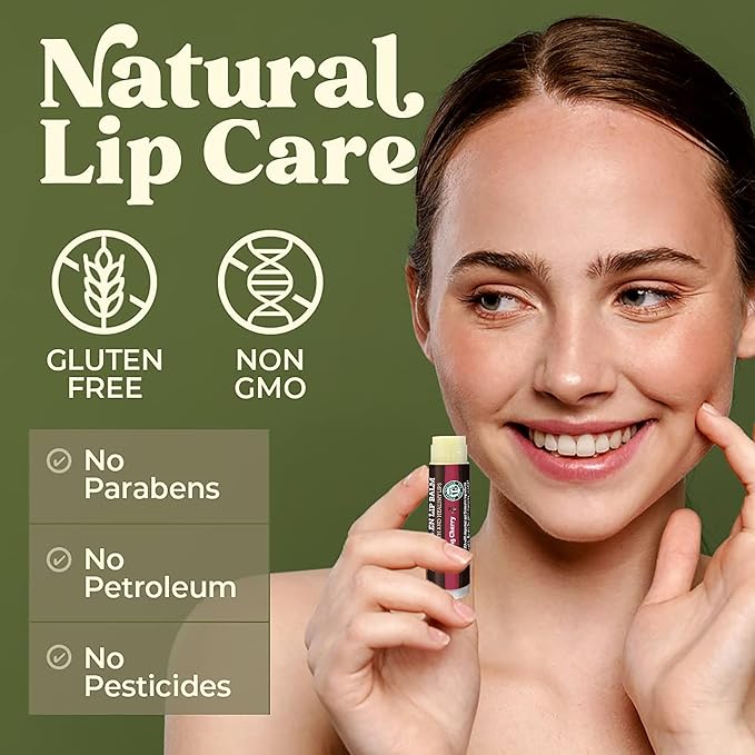 SPF Lip Balm 4-Pack by Earth's Daughter - Lip Sunscreen, SPF 15, Organic Ingredients, Cherry Flavor, Beeswax, Coconut Oil, Vitamin E - Hypoallergenic, Paraben Free, Gluten Free-Velvo Beauty