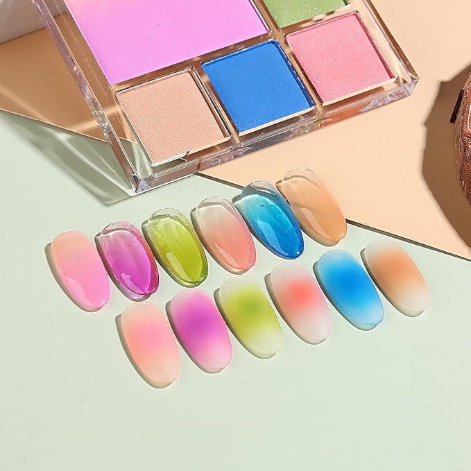 7 Colors Solid Fluorescent Neon Pigment Powder Set Gradient Iridescent Rainbow Palette Glitter Dust for Nail Art Gel Polish Mermaid Unicorn Rubbing Powder-Velvo Beauty