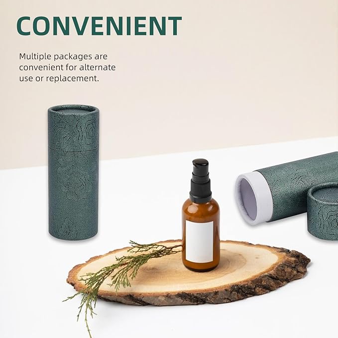 NICENEEDED 10 Pcs Empty Kraft Paper Jar, 30ml Cardboard Boxes, Essential Oil Bottle Packaging Box Round Paper Cardboard Case Gift Tube Container for Pencils Tea Caddy Coffee Cosmetic Crafts-Velvo Beauty