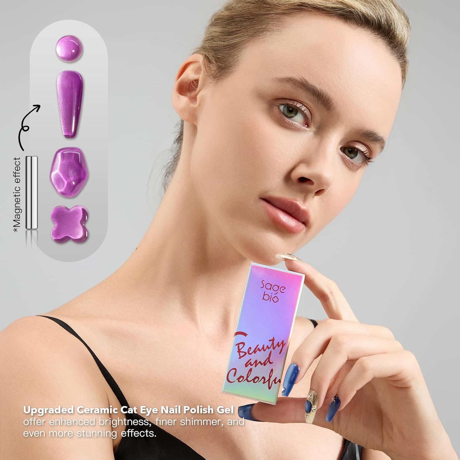 High-Density Cat Eye Gel Nail Polish with Magnet Stick, 15ml Dopamine Color Palette, Magnetic Effect Gel for DIY Manicure, Multiple Color Options - Violet Flash-Velvo Beauty