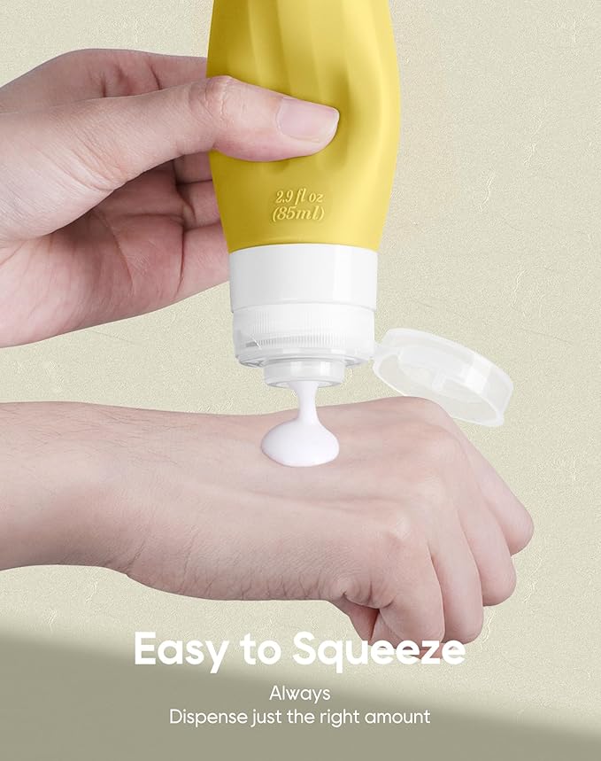 Morfone 16 Pack Silicone Travel Bottles Set for Toiletries TSA Approved Travel Containers Leakproof Squeezable Refillable Accessories 2oz 3oz for Shampoo Conditioner Lotion Liquids (Yellow Blue)-Velvo Beauty