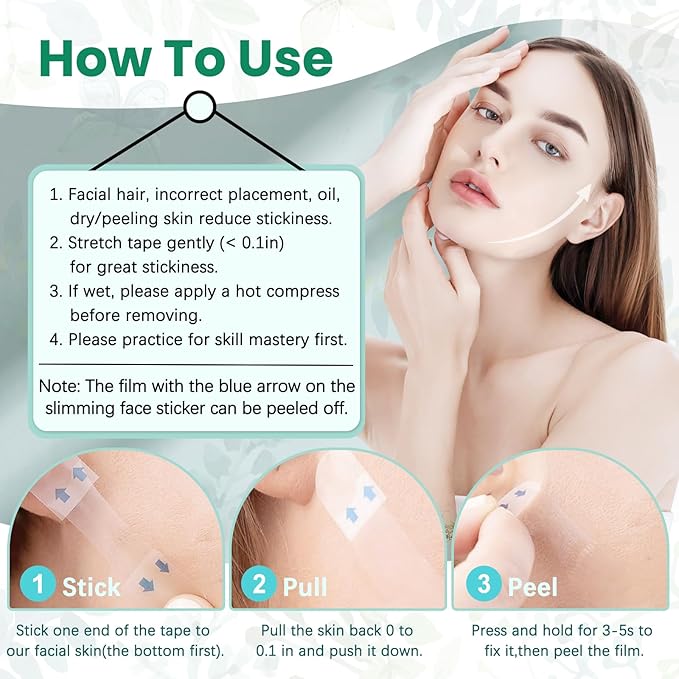 Face Neck Tape Lifting Invisible,Face Lift Tape, Instant Facelift Tape,Makeup V-Edge Face Patches,Necks Less Strip for Women Turkey Neck,Jowl,Eye,Loose Skin,Wrinkle,Double Chin (1 Count (Pack of 172))-Velvo Beauty