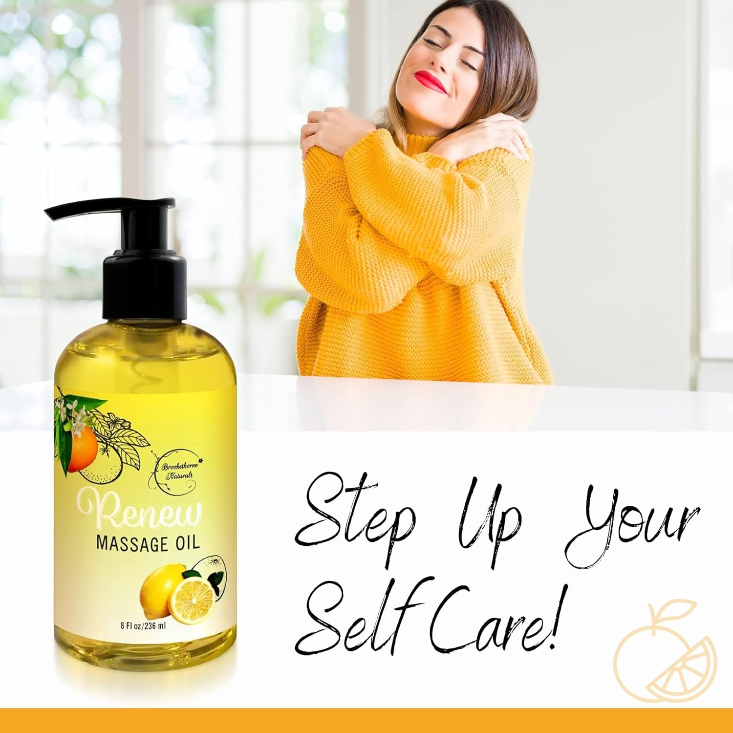 Renew Massage Oil with Orange, Lemon & Peppermint Essential Oils - Great for Massage Therapy or Home use. Ideal for Full Body – with Almond, Grapeseed & Jojoba – by Brookethorne Naturals-Velvo Beauty