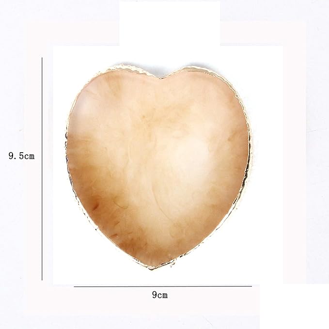 AKOAK 1 Pack Nail Heart Shape Resin Palette Agate Golden Edge Palette Crystal Edge Shooting Prop Palette Works Display Board Tools (Yellow)-Velvo Beauty