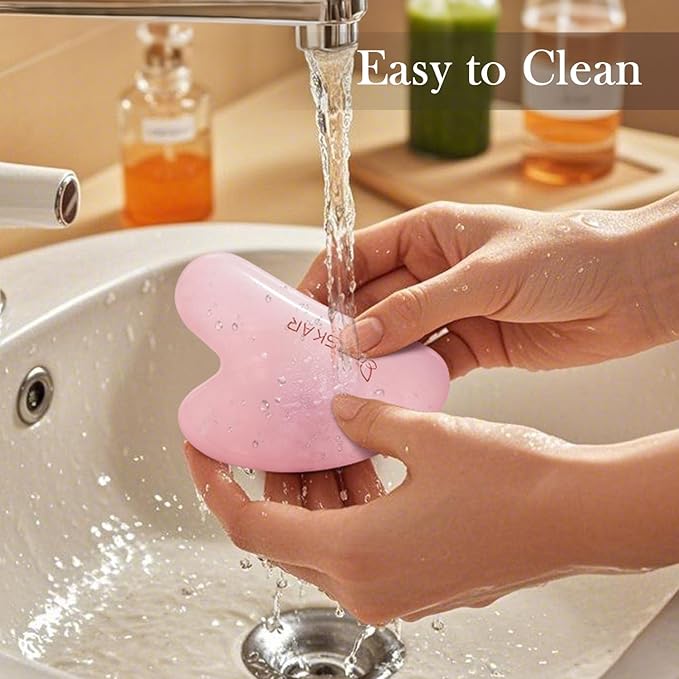 BESKAR Gua Sha Facial Tools, Natural Jade Stone Guasha Massager for Jawline Sculpting, Tighten Face Skin and Reduce Wrinkles, Face Eyes Body Neck Massage Tool, Skin Care Gift-Velvo Beauty