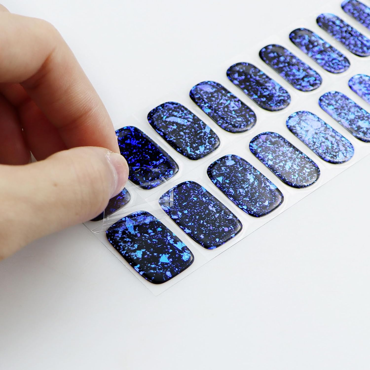JMEOWIO Gel Nail Stickers Dark Blue Green Semi Cured Gel Nail Strips Wraps UV/LED Nails Art Design Decoration Accessories-Velvo Beauty