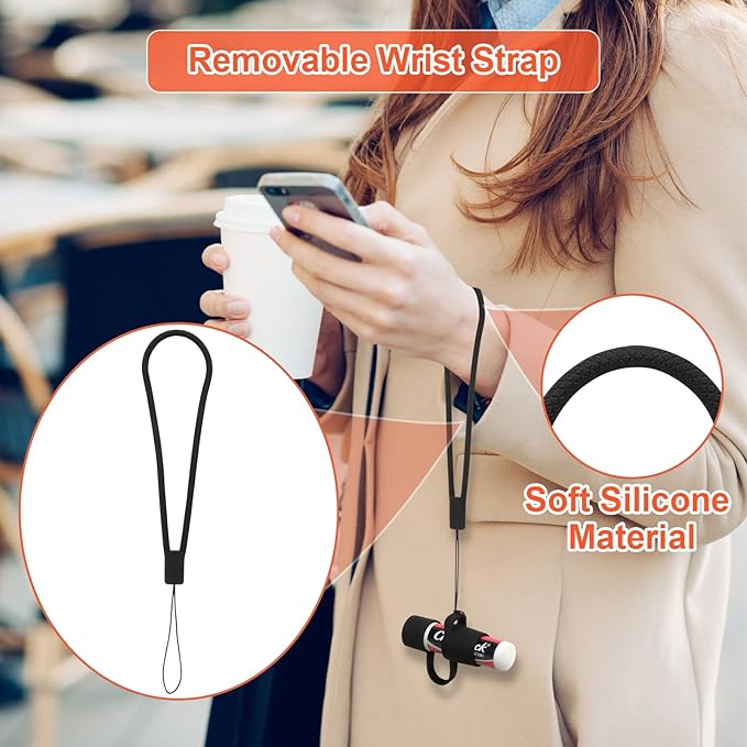 Desing Wish Silicone Lip Balm Holder with Cap Cover Portable Chapstick Holder Keychain Sleeve Lip Balm Key Chain with Key Ring and Wrist Strap Lanyard - Black-Velvo Beauty