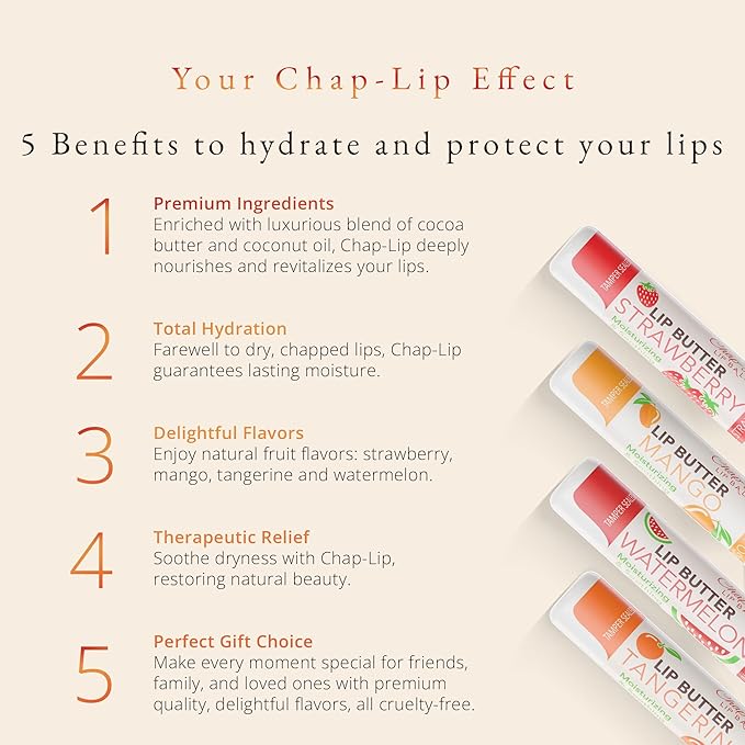 CHAP-LIP Original Lip Balm Hydrating Bulk Chap Stick with Fruit Flavors, Coconut Oil, and Cocoa Butter - Lip Therapy Pack for Men and Women - Gift Set Made in the USA, 48 Pack-Velvo Beauty
