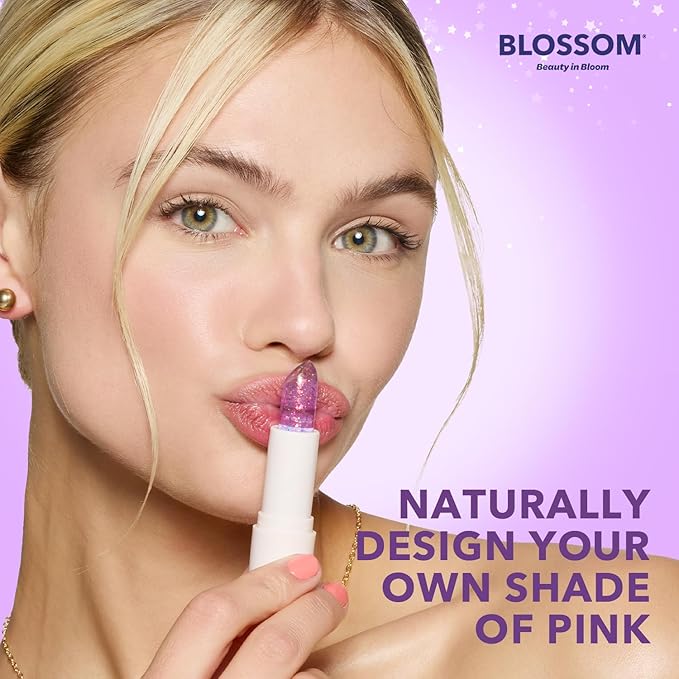 Blossom pH Adjusting Shimmering Lip Balm Moisturizing Glitter Sparkle Lip Balm, 0.12oz./3.5g, Moonstone-Velvo Beauty